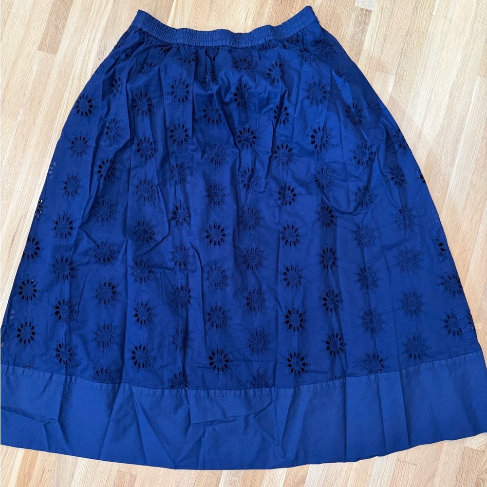 J. Crew Navy A-Line Skirt with Floral Cutouts